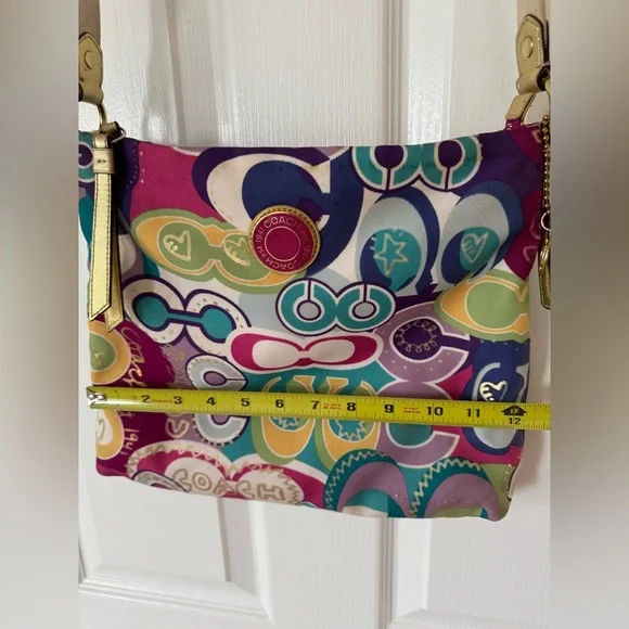 Rare Vintage Retro Multicolor Coach Poppy Pop C Graphic Art Canvas Crossbody Bag - Picture 11 of 13